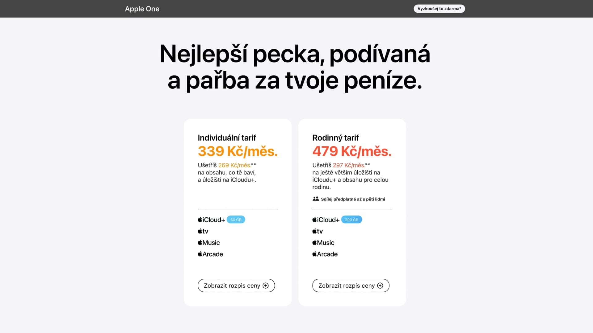 Apple One, aktuální předplatné a ceny | Zdroj: Luboš Srb