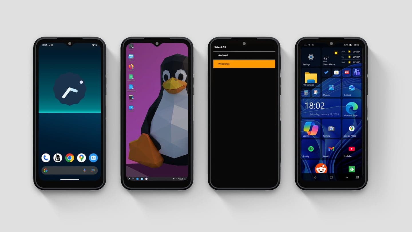 Nexphone je mobil se třemi operačními systémy: Androidem, Linuxem a Windows | Zdroj: Nex Computer