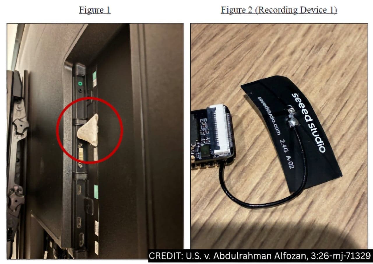 Skryté nahrávací zařízení v zasedačce OpenAI | Zdroj: U.S. Department of Justice