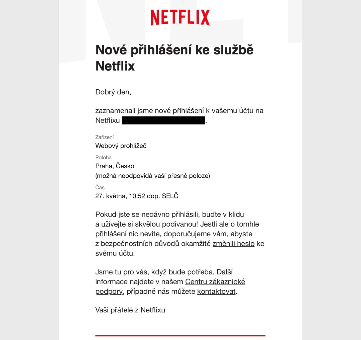 E-mail přímo od Netflixu