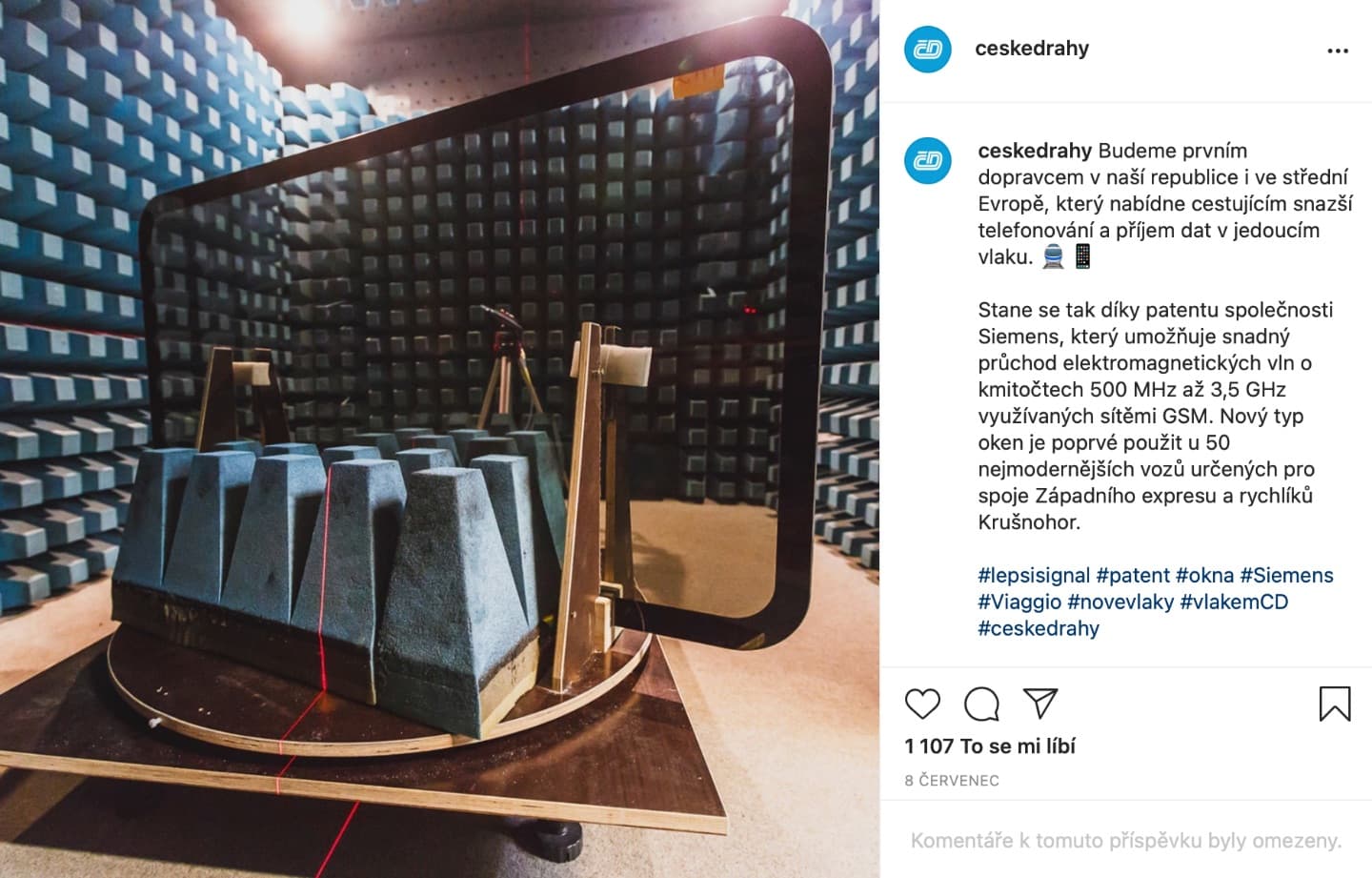 České dráhy na Instagram