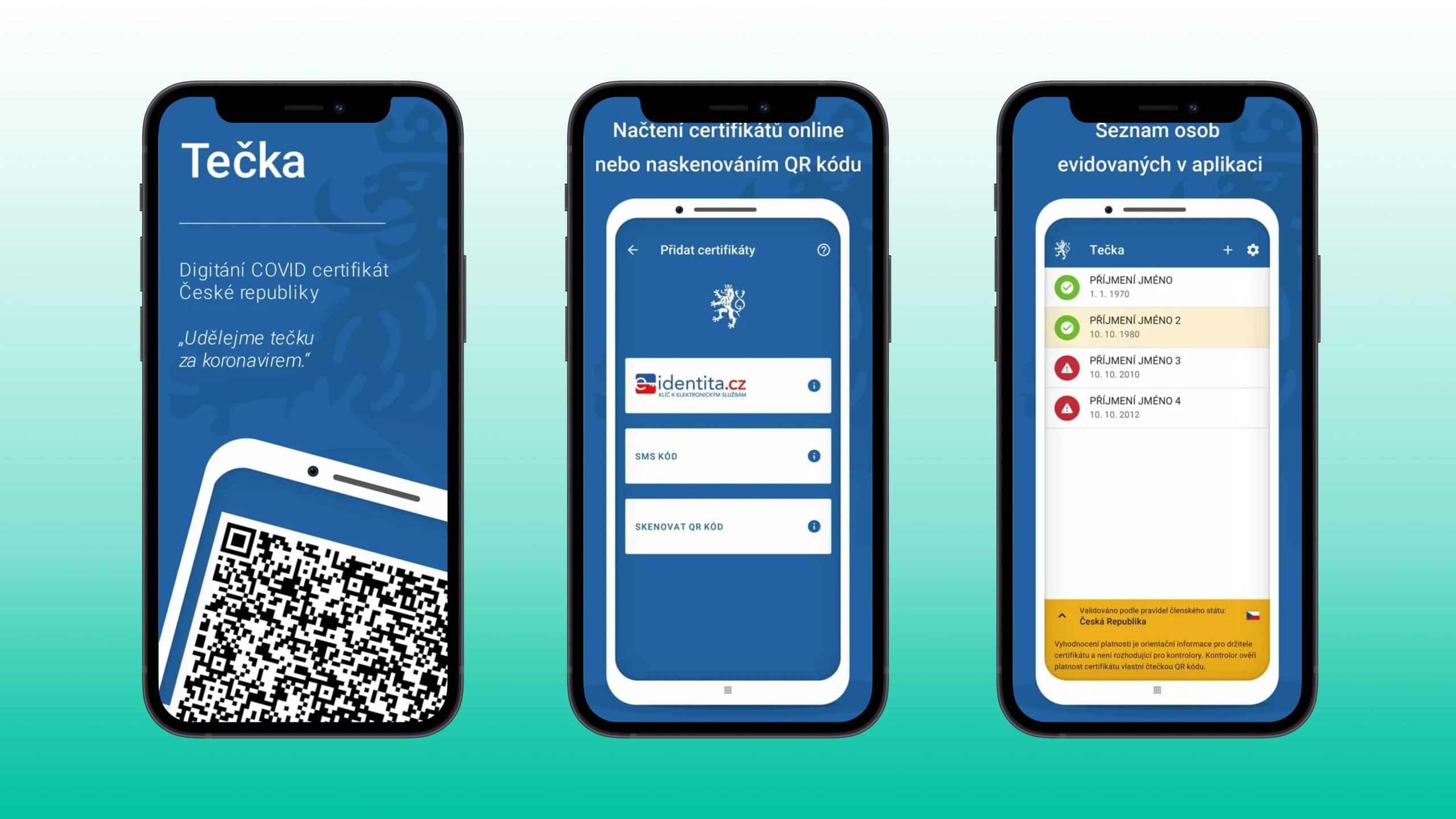 Covid pas aplikace Tečka