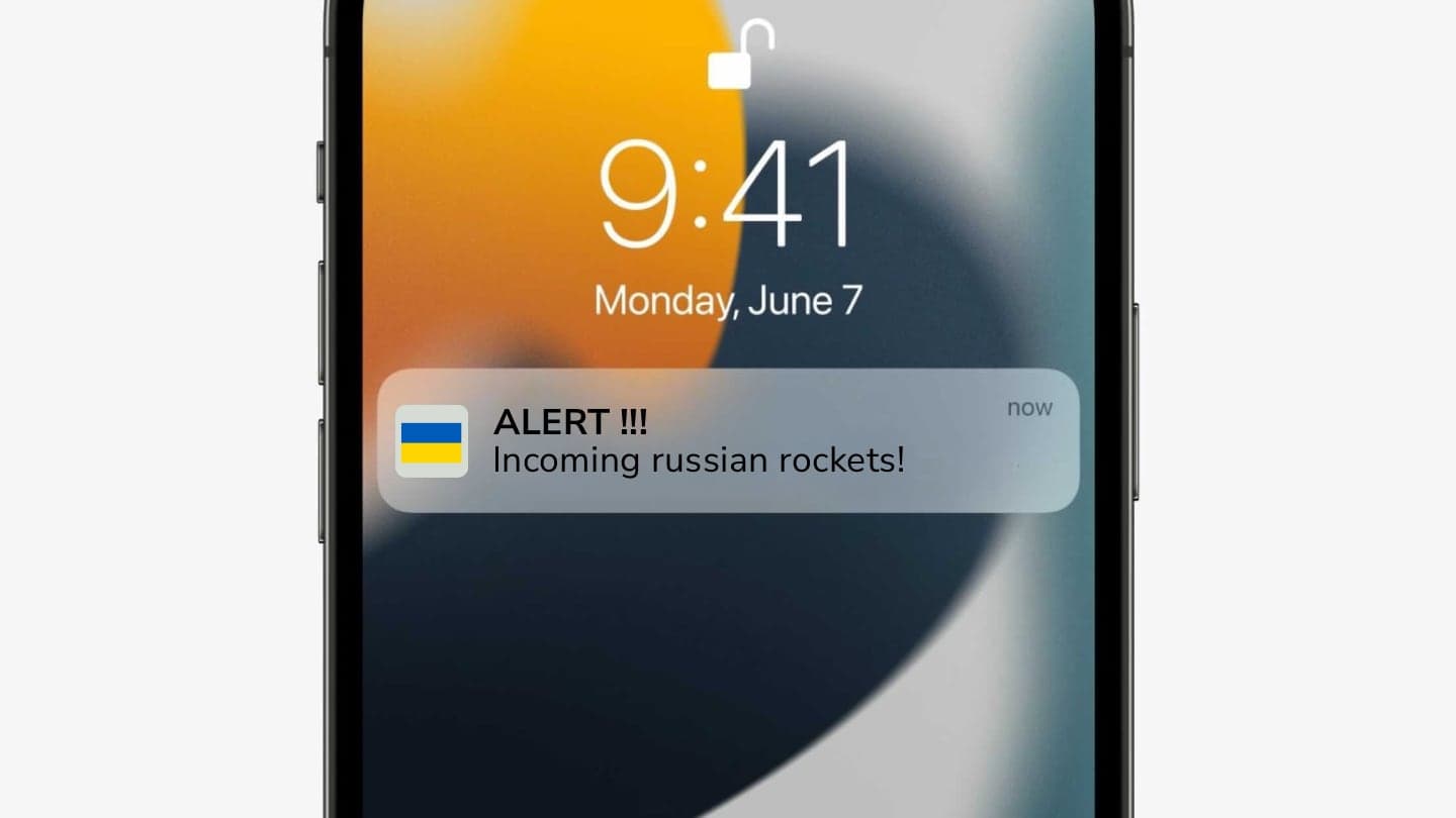 Android varování před ruským bombardováním na Ukrajině