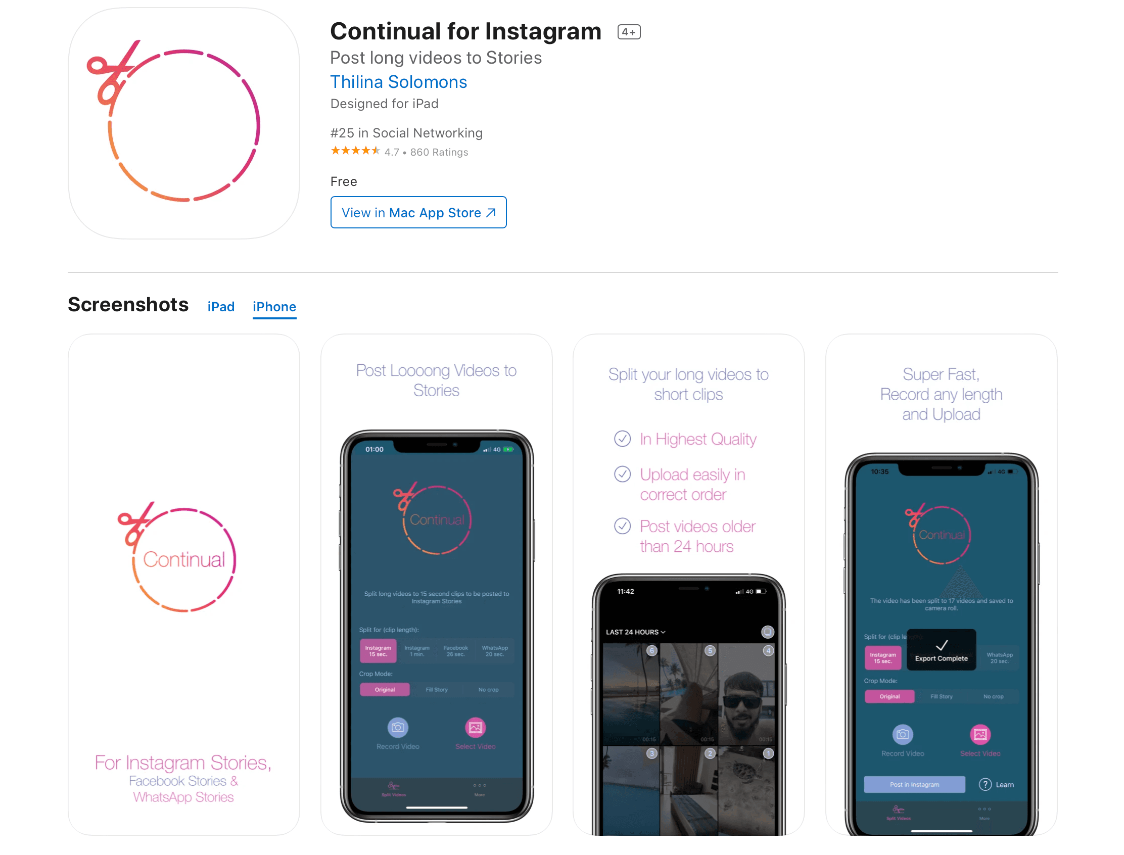 Continual for Instagram