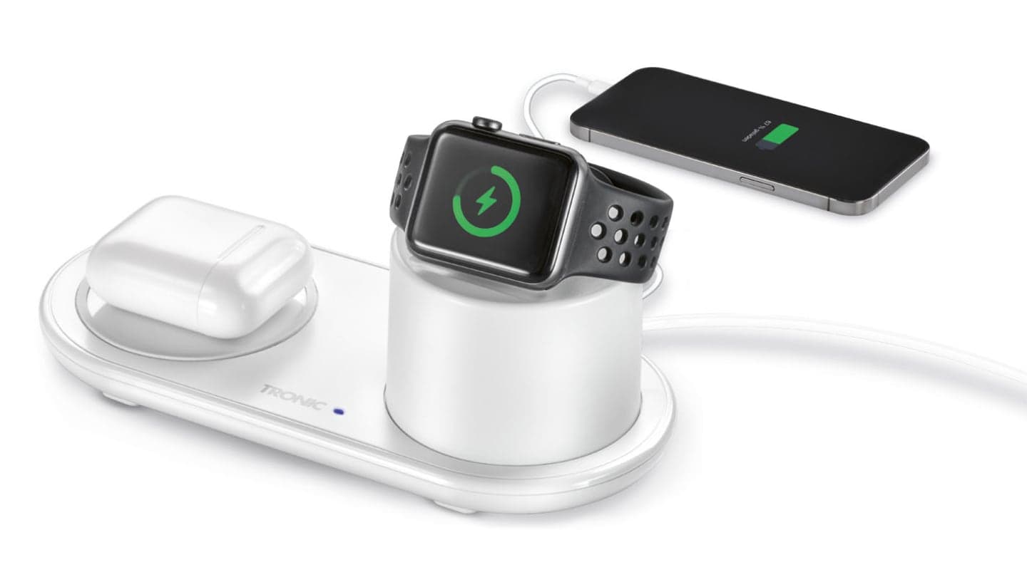 Tronic bezdrátová nabíjecí stanice 3v1 bílá