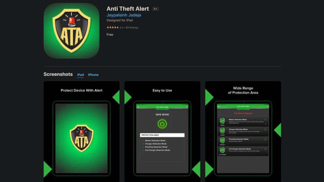 Anti Theft Alert na Apple App Store
