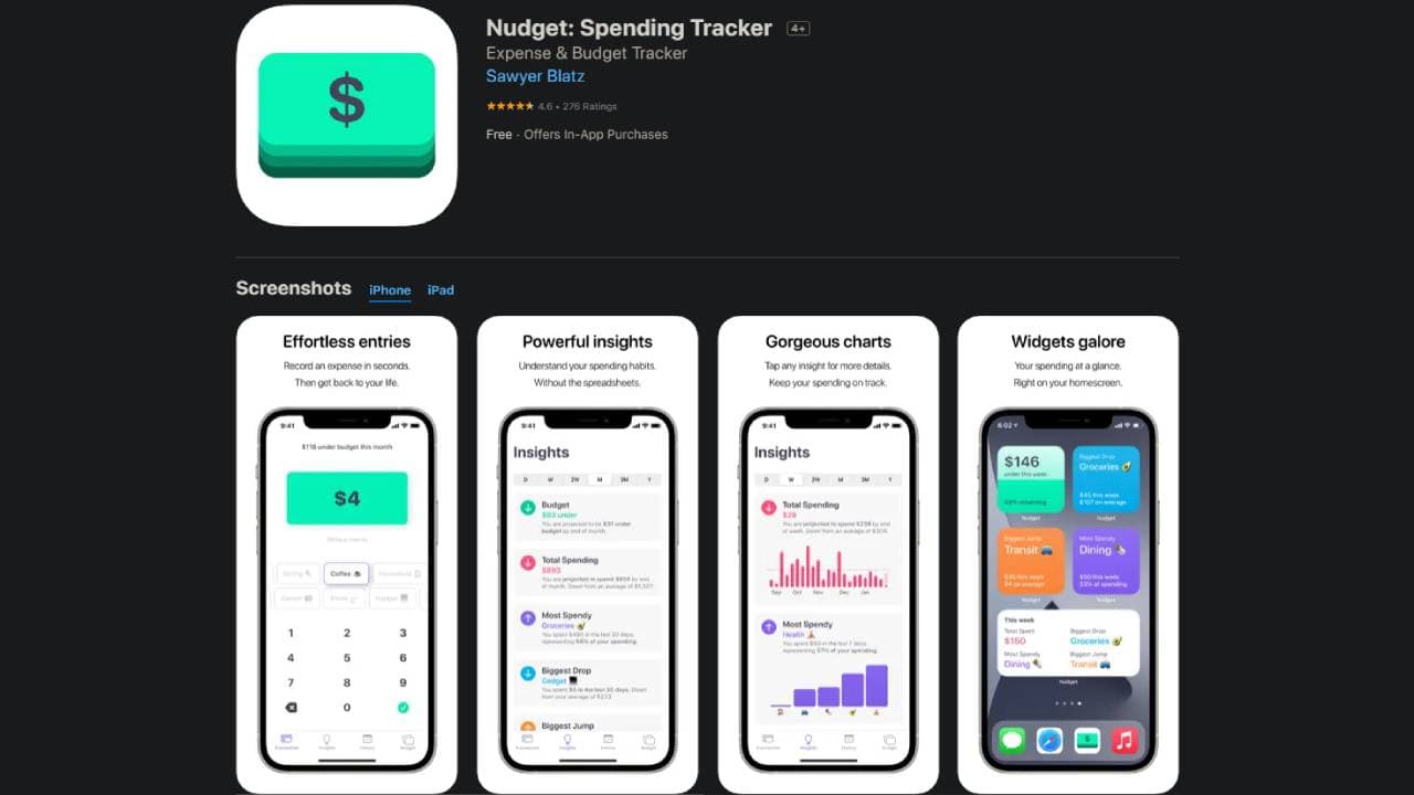Nudget, aplikace na správu financí
