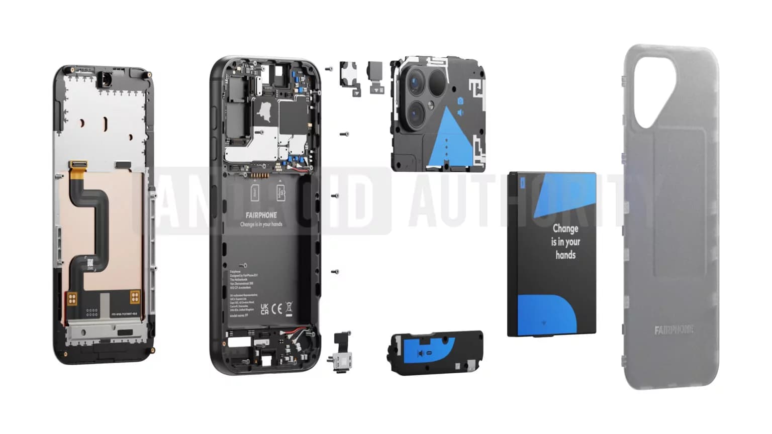 Rozebraný Fairphone 5 | foto: Android Authority