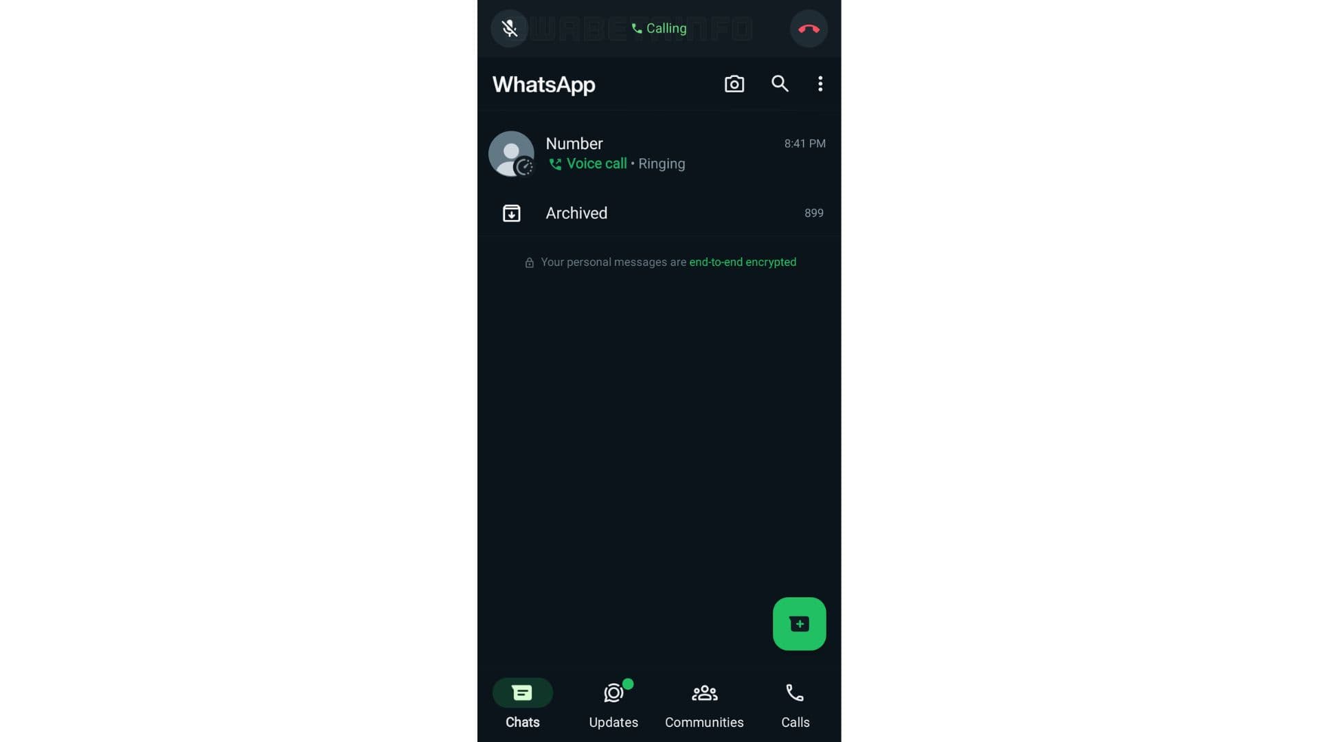 WhatsApp a nový horní panel