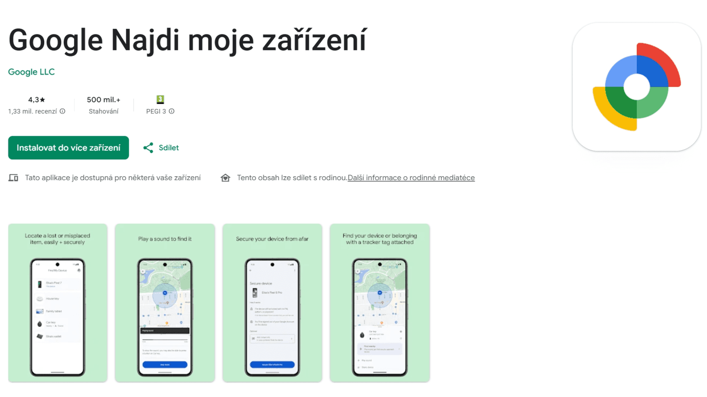 Aplikace Google Najdi moje zařízení má přes 500 milionů stažení | foto: Google