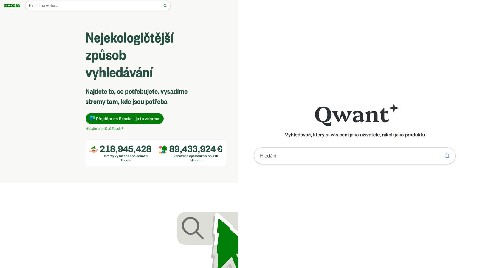 Ecosia a Qwant budou mít ve společném podniku každý poloviční podíl