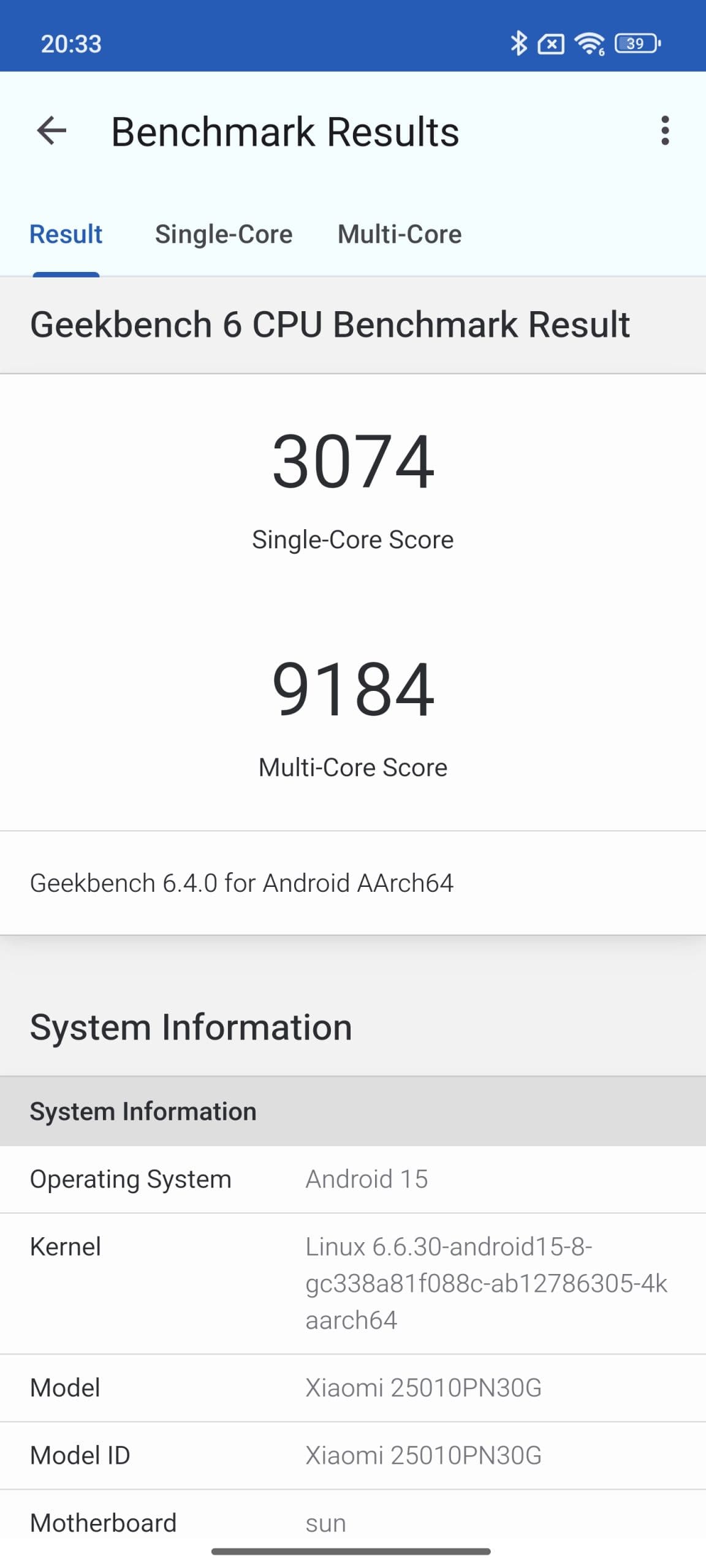 Benchmark Geekbench 6