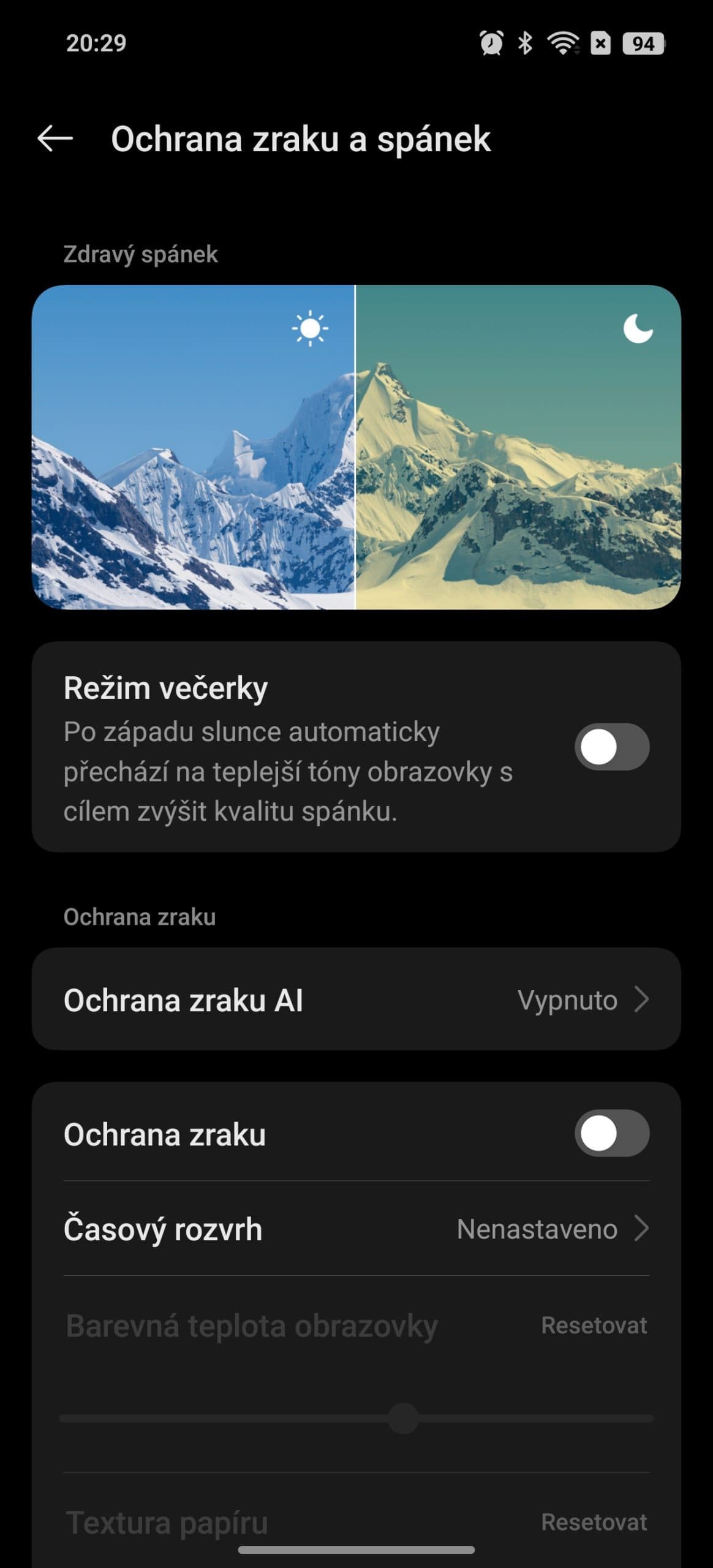 Ochrana zraku a spánek