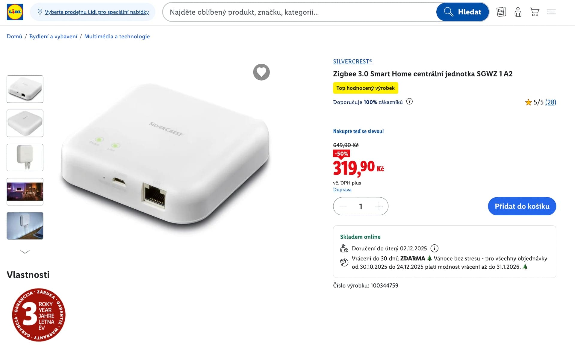 Centrální jednotka pro chytrou domácnost Lidl | Zdroj: Lidl