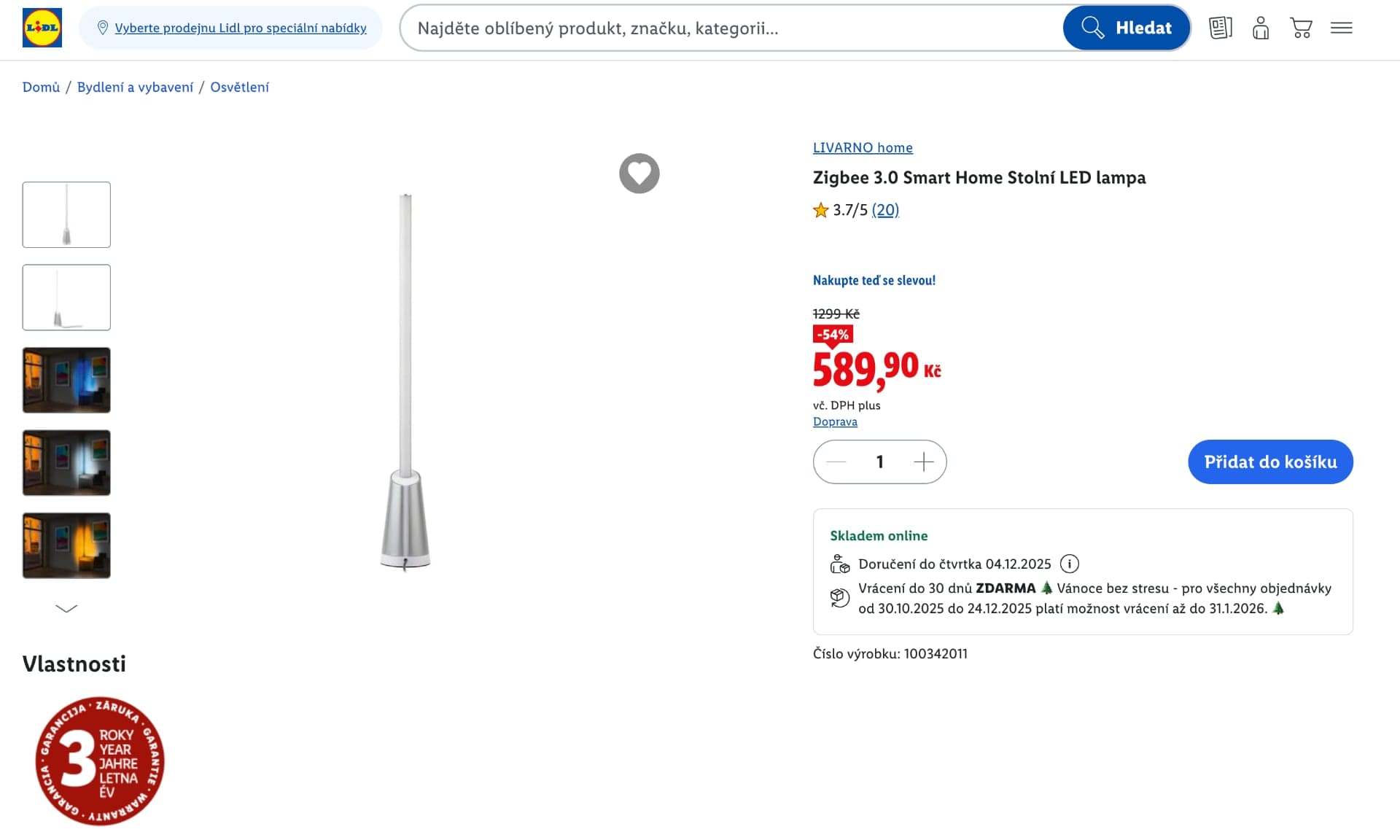 Chytrá LED lampička | Zdroj: Lidl