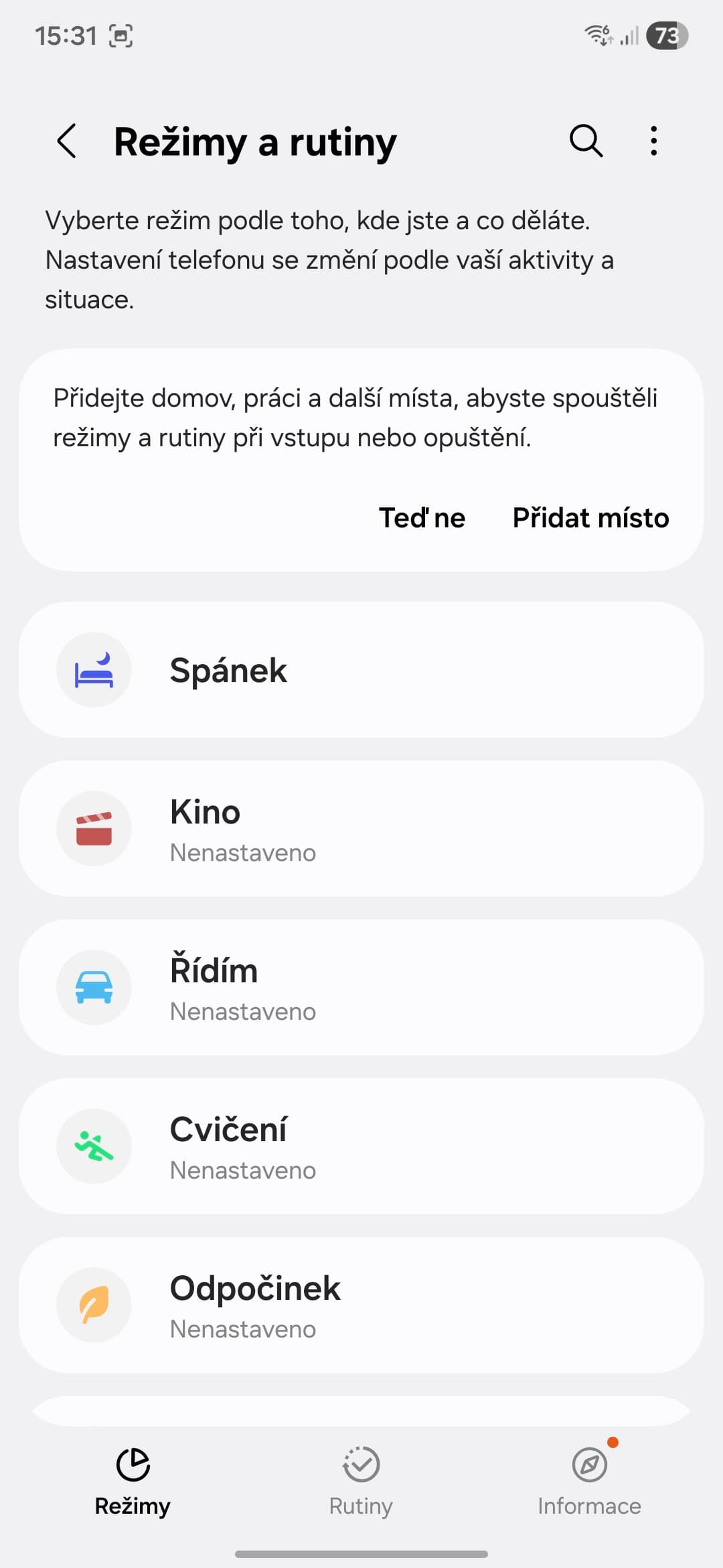 Režimy a rutiny