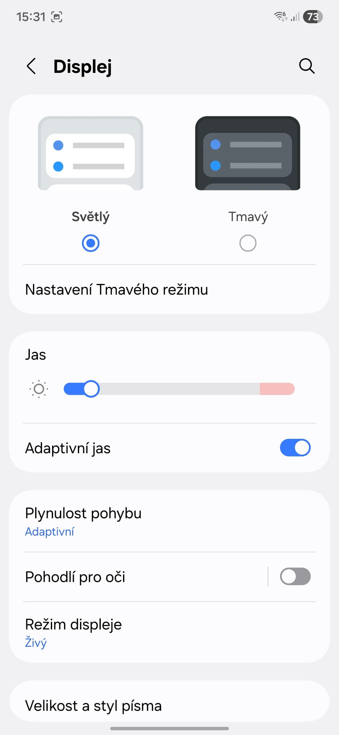 Nastavení displeje a zobrazení
