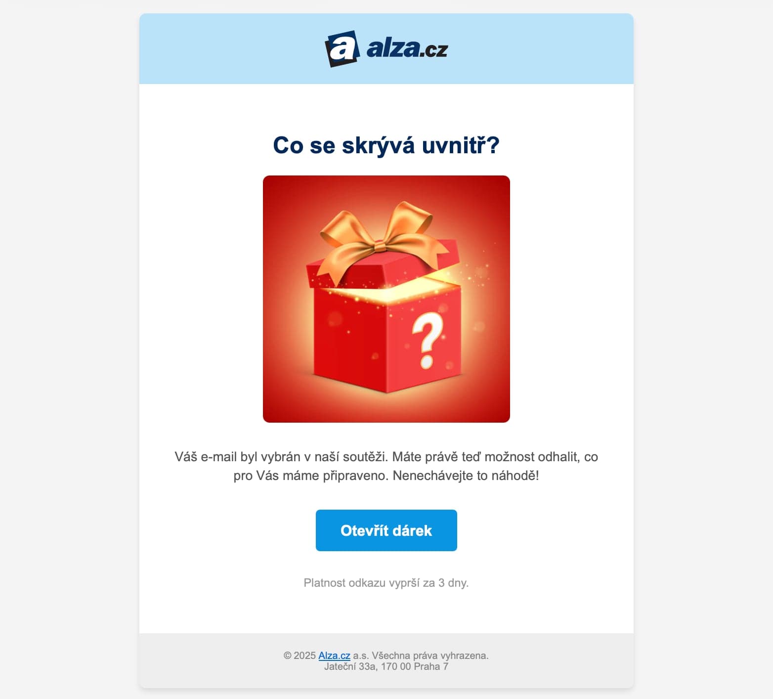 Podvodný email, který se vydává za Alzu | Zdroj: Luboš Srb