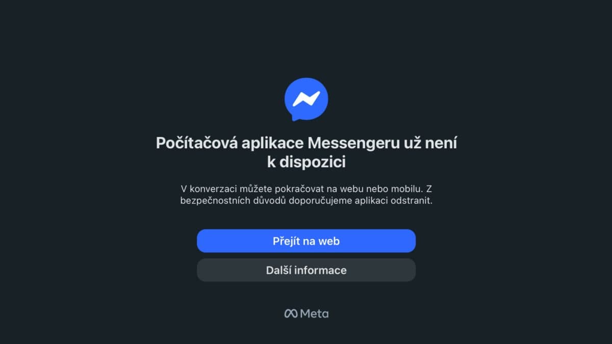Konec aplikace Messenger pro macOS i Windows | Zdroj: Luboš Srb