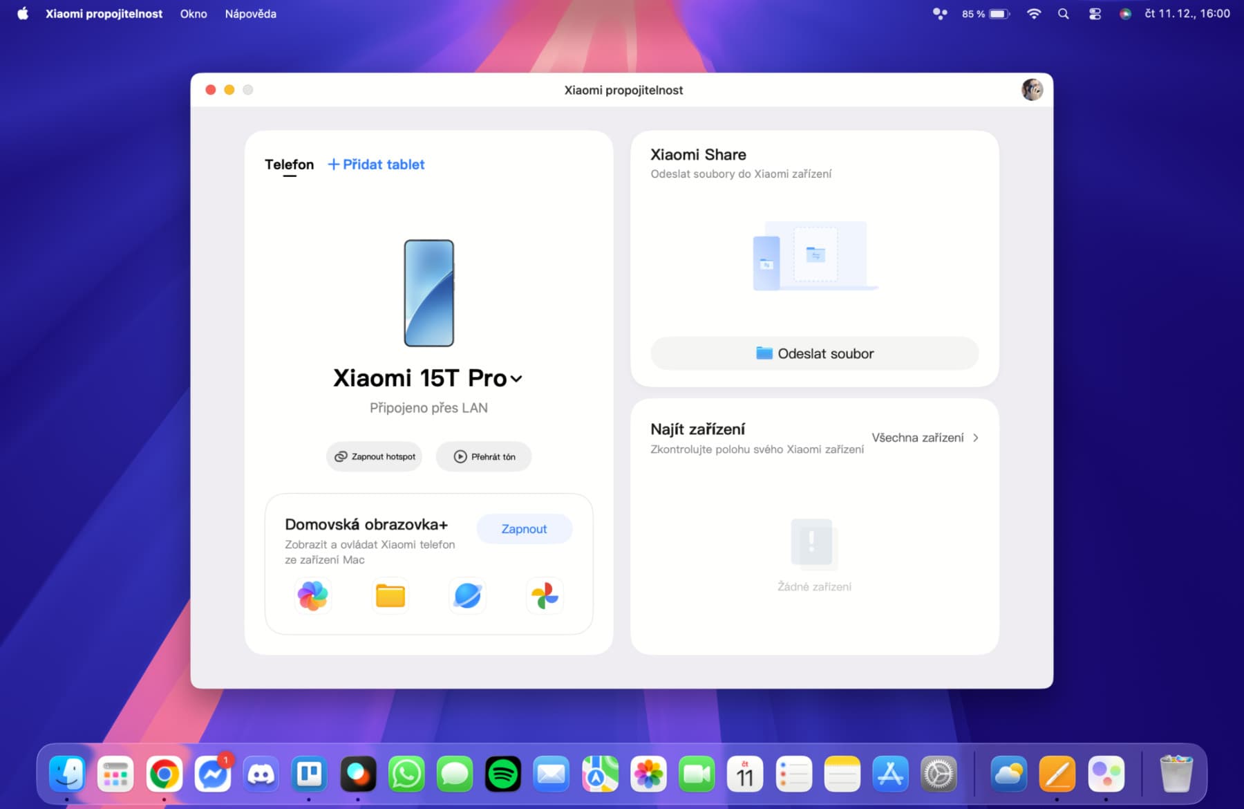 Propojení HyperOS 3 s MacBookem | Zdroj: Tomáš Rajnoch