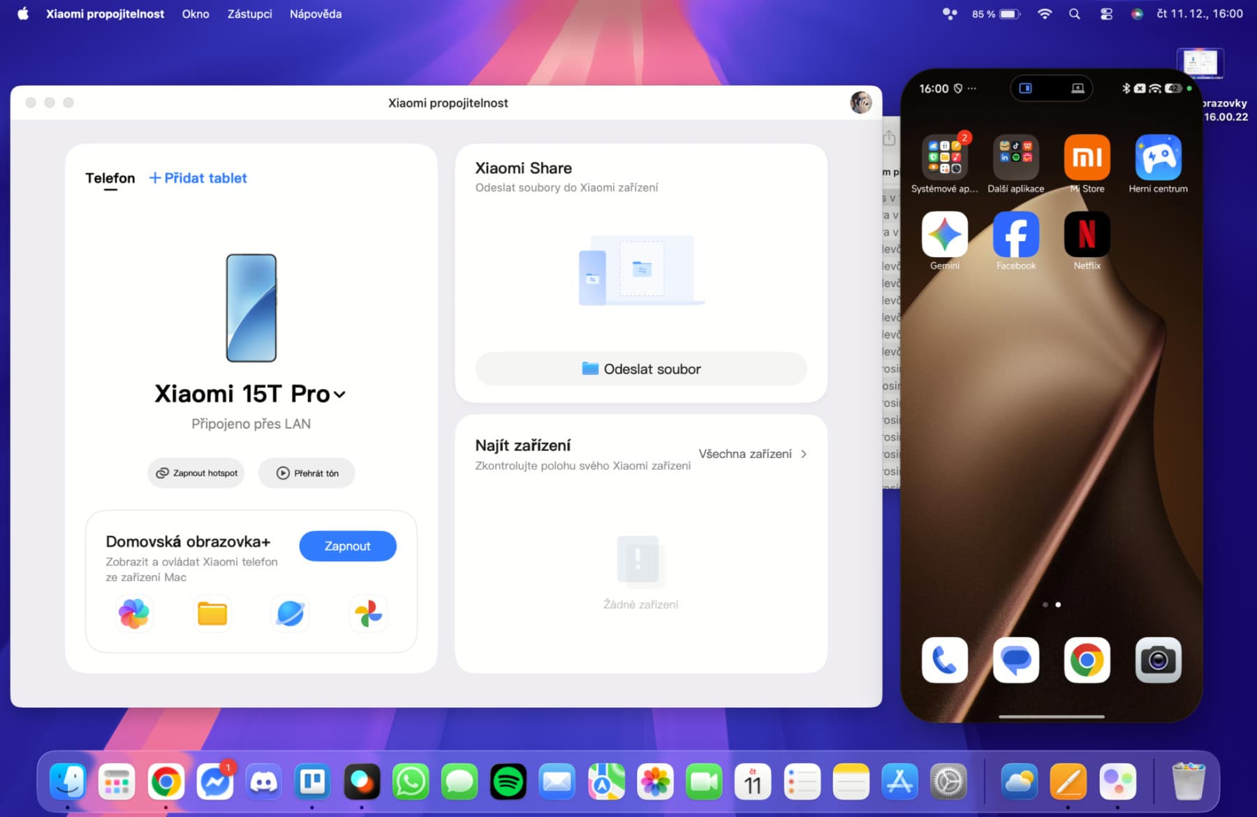 Propojení HyperOS 3 s MacBookem | Zdroj: Tomáš Rajnoch