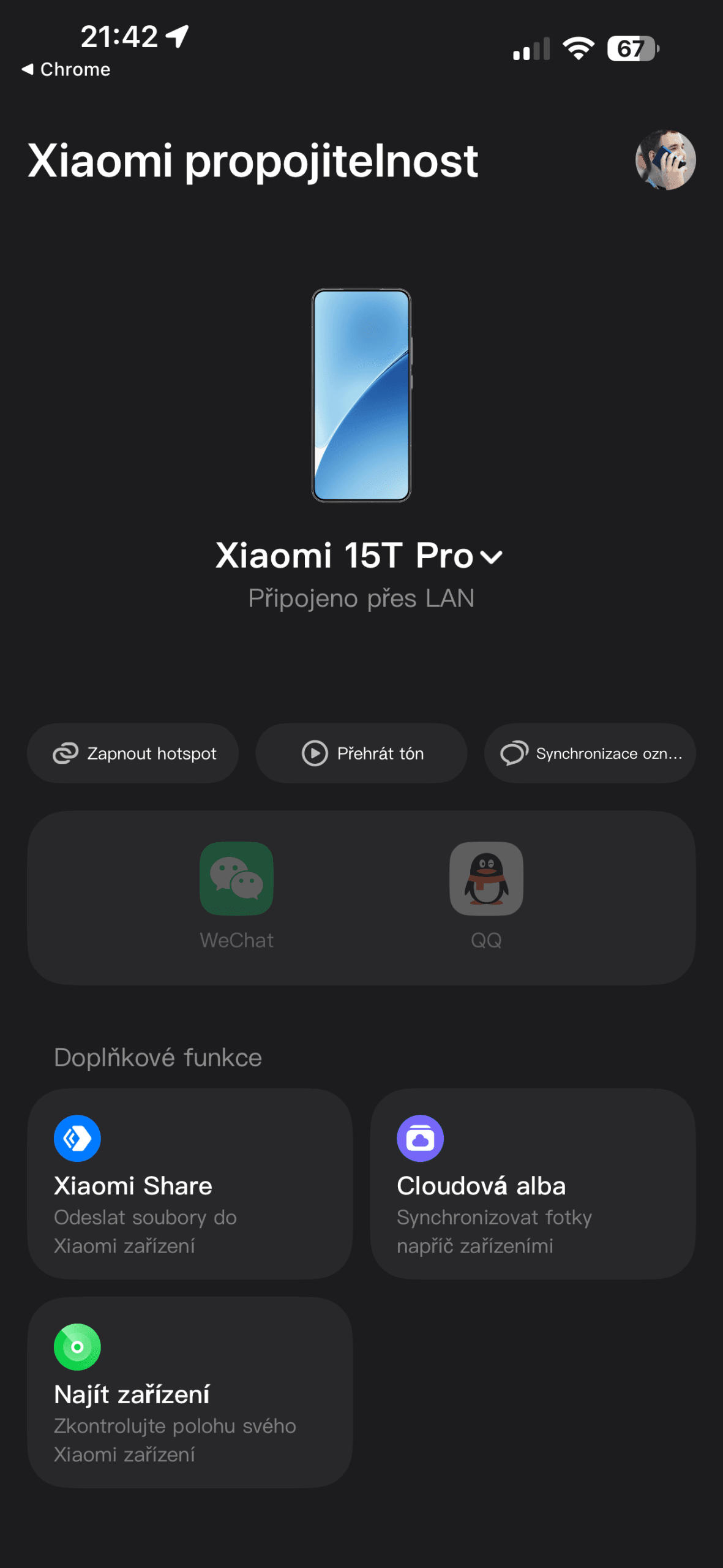 Xiaomi Interconnectivity na iPhonu | Zdroj: Tomáš Rajnoch