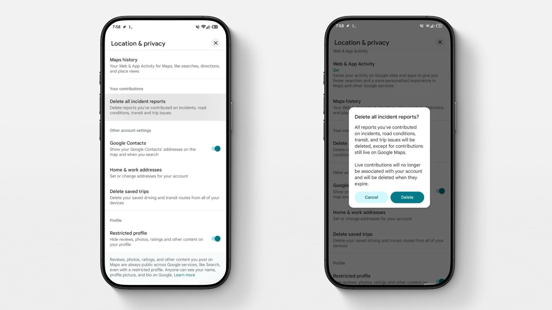 Google Mapy dostanou možnost smazání hlášení incidentů | Zdroj: Android Authority, úprava: Pavel Škopek