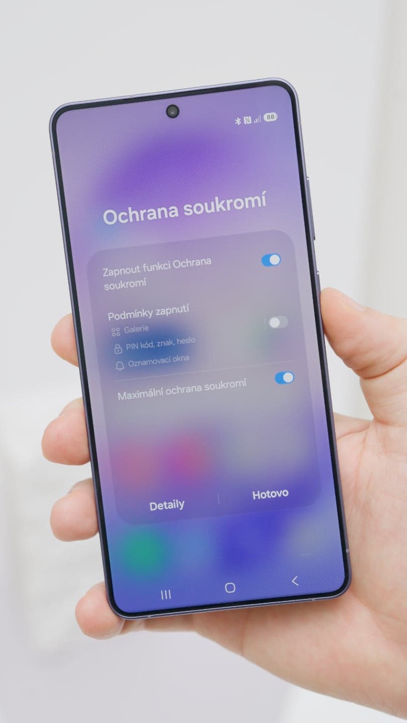 Samsung Galaxy S26 Ultra & Privacy Display, podrobnější nastavení přes ovládací centrum | Zdroj: Luboš Srb