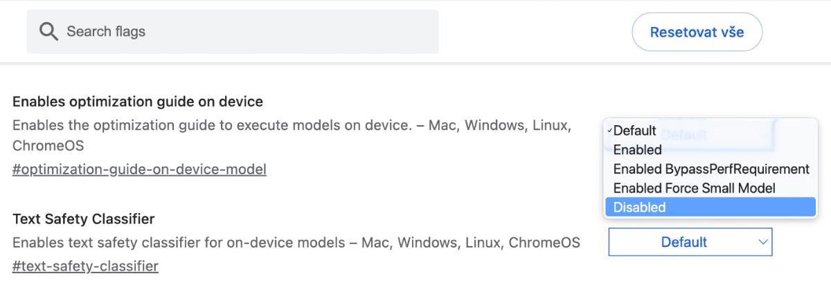 Jak smazat v Google Chrome 4GB AI Gemini Nano model | Zdroj: Luboš Srb