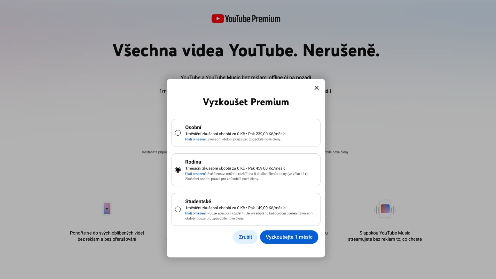 YouTube Premium cena 2026 | Zdroj: Tomáš Rajnoch