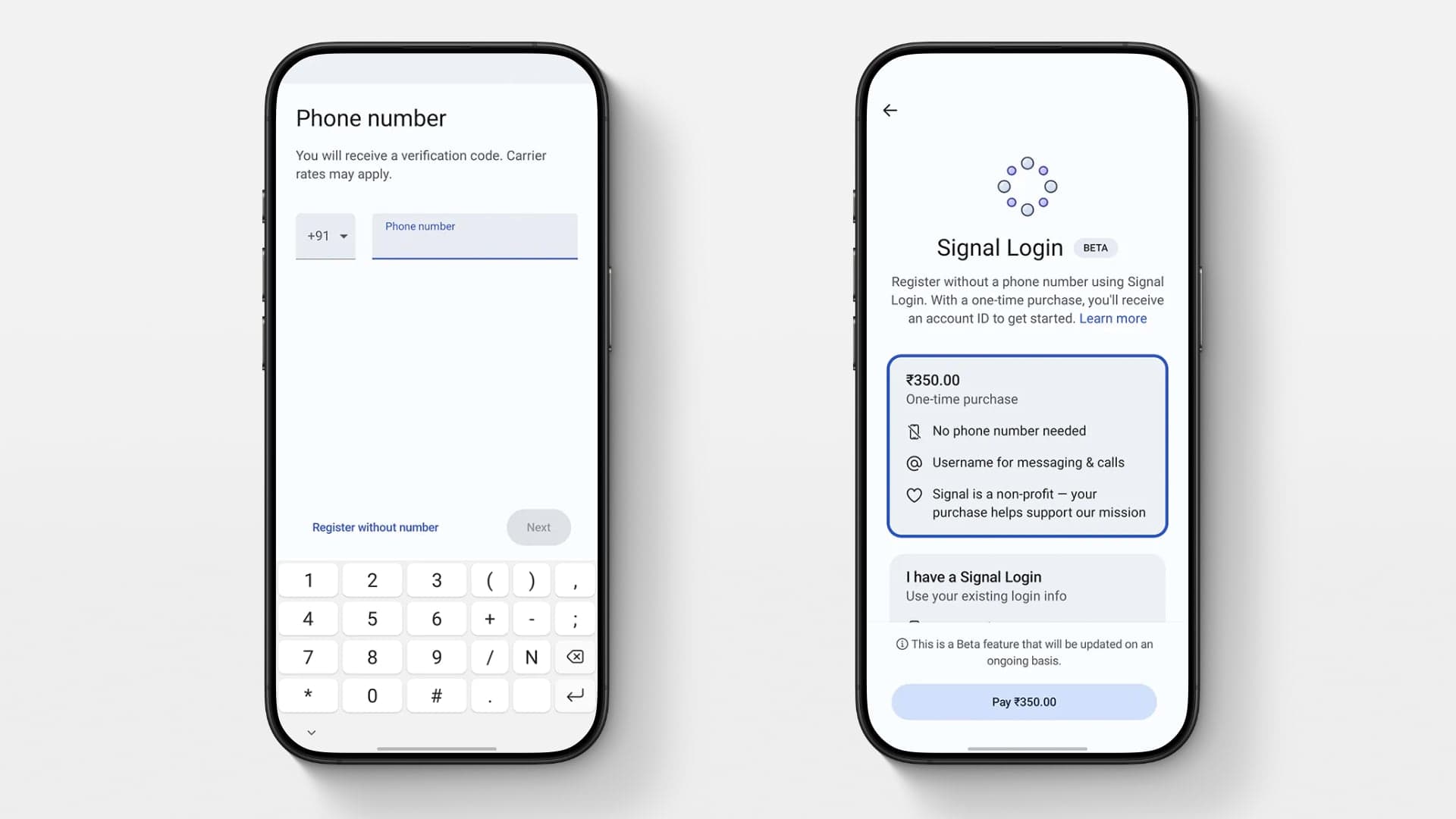Signal přidal možnost registrace bez telefonního čísla | Zdroj: Akshay Gangwar / Android Authority, úprava: Pavel Škopek
