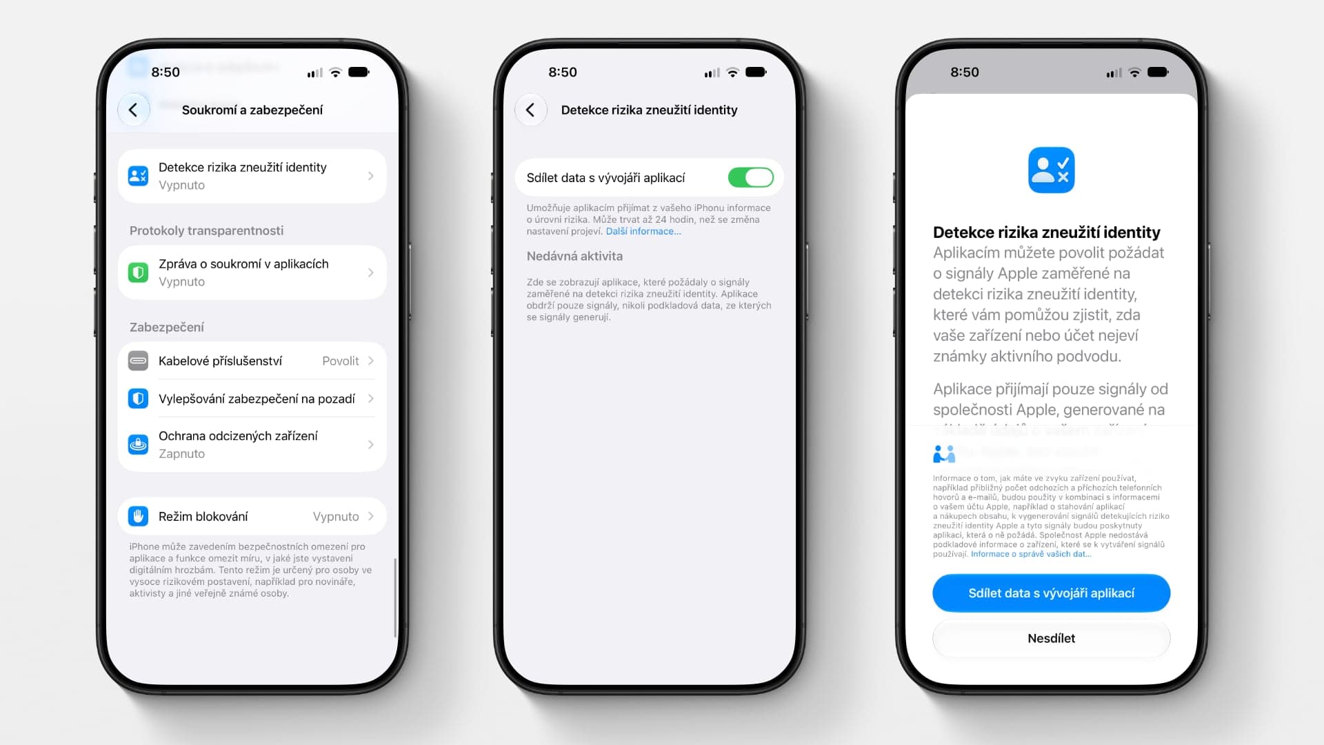 Nová funkce Detekce rizika zneužití identity na iPhonu v iOS 27 | Zdroj: Tomáš Rajnoch
