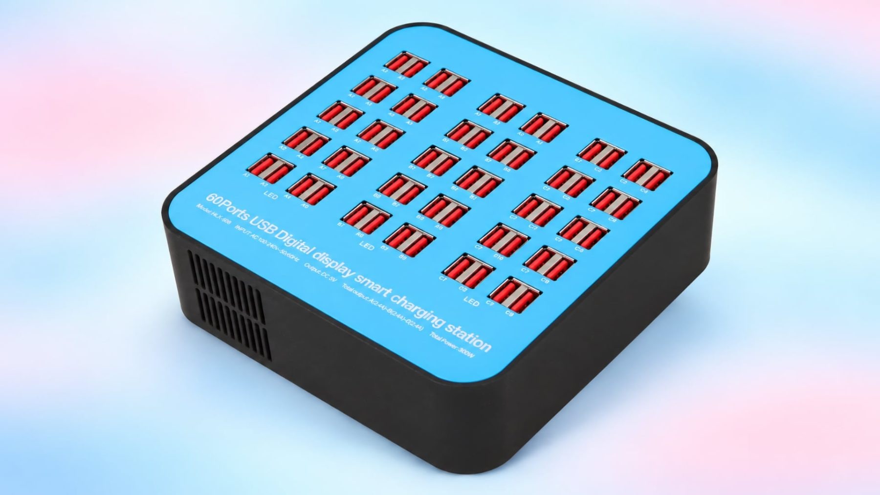 Rychlonabíjecí stanice se 60 porty USB a výkonem 300 W | Zdroj: Kaufland, úprava: Ondřej Koníček