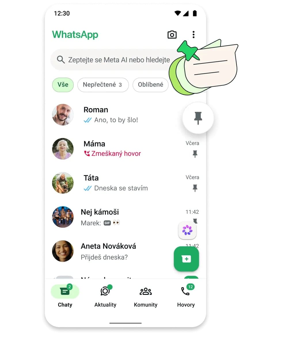 WhatsApp Plus – připnutí dalších chatů | Zdroj: WhatsApp